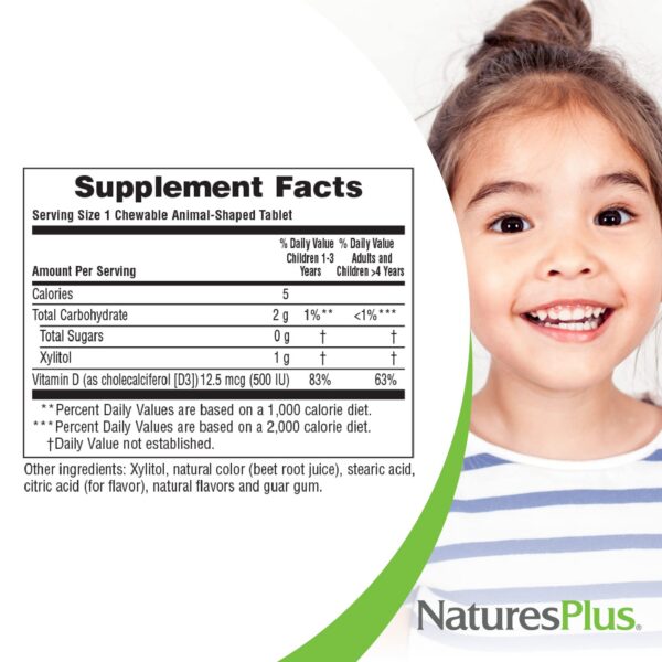 Tabletas masticables vit D3 Animal Parade sin azúcar sabor cereza