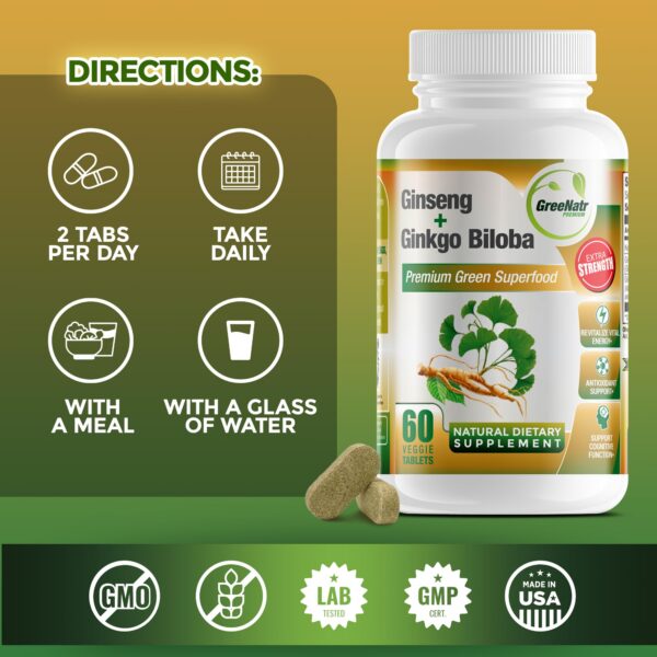 Tabletas para mejorar circulación con Ginkgo Biloba GreeNatr