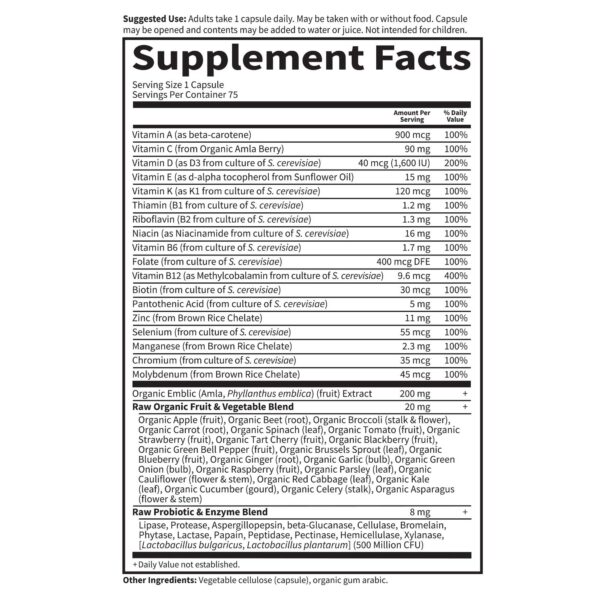 Version 1.0.0 Tabletas de multivitaminas para hombres Garden of Life Raw One