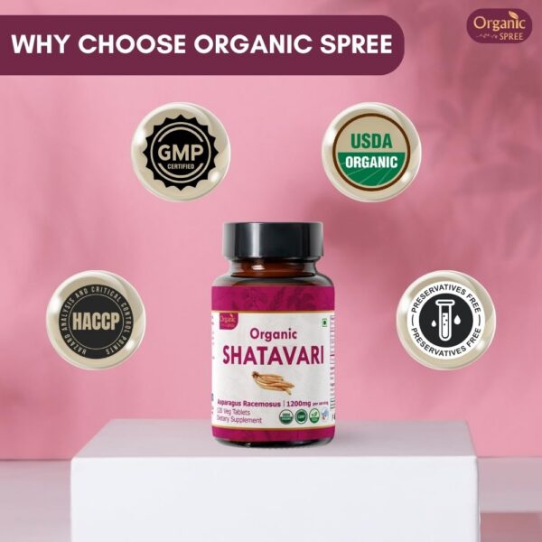 Tabletas naturales Shatavari Organic Spree salud mujer