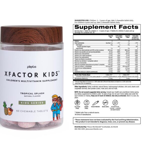 Tabletas para niños Plexus Xfactor Kids con vitaminas y probióticos saludables