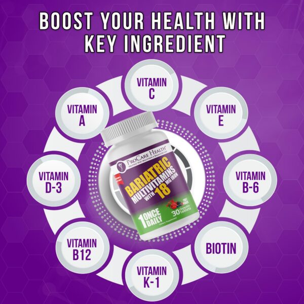 Tabletas Procare Health multivitamínico sabor punch con hierro