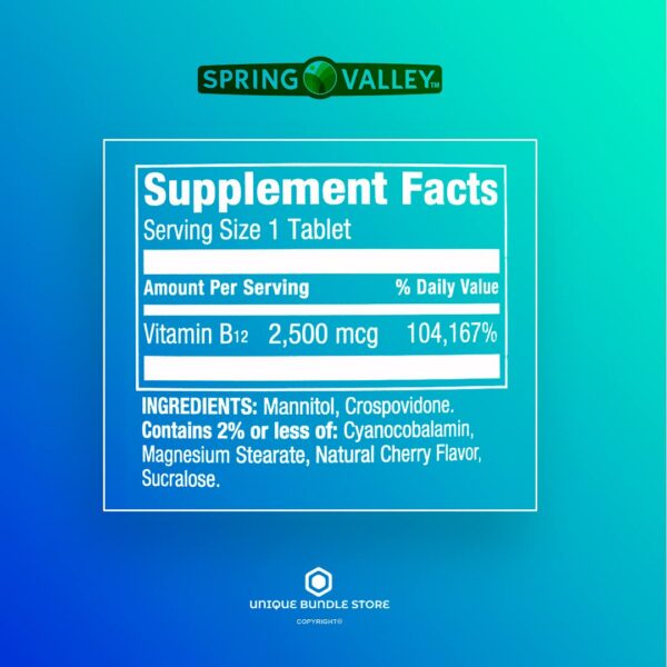 Spring Valley Vitamina B12 sin gluten ni lactosa