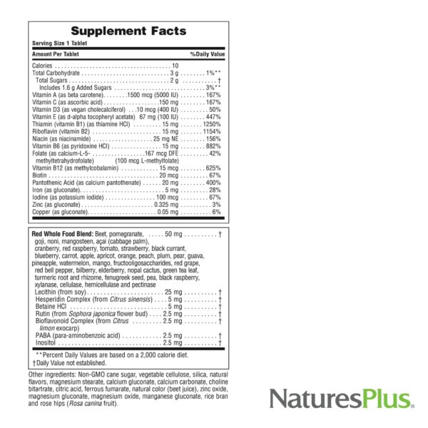 Tabletas para salud y energía Natures Plus multivitamínico