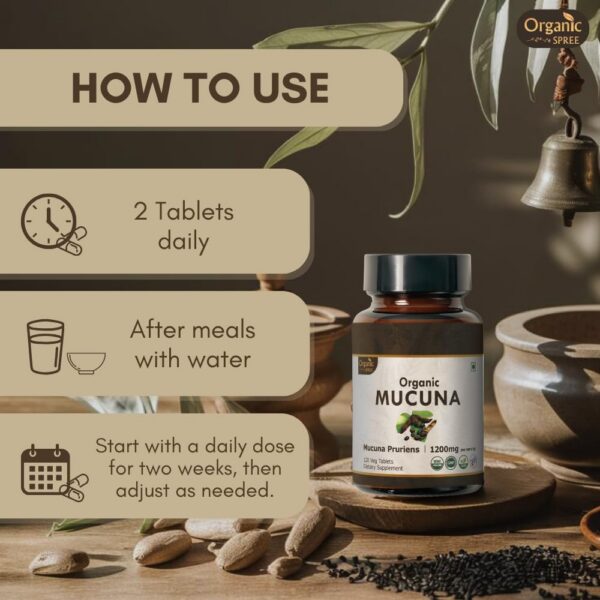 Tabletas veganas Mucuna Pruriens Organic Spree calidad alta