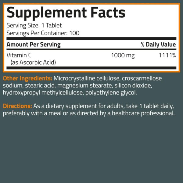 Tabletas vegetarianas de vitamina C Bronson