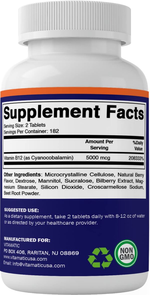 Tabletas Vitamatic Vitamina B12 para energía y salud