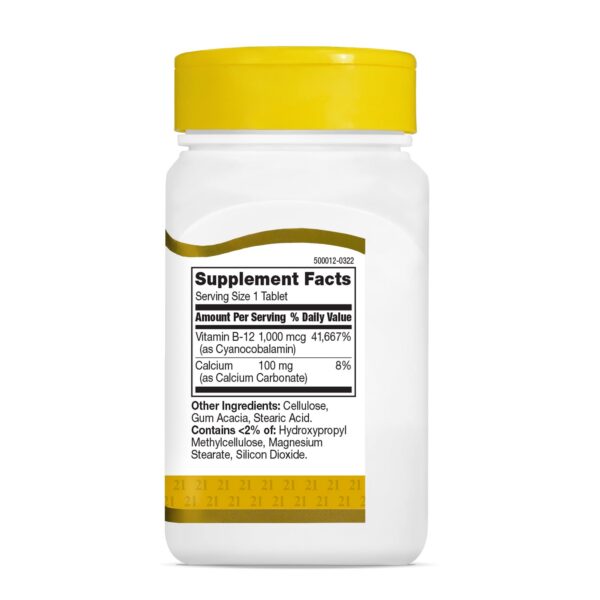 Tabletas vitamina B12 110 unidades 21st Century