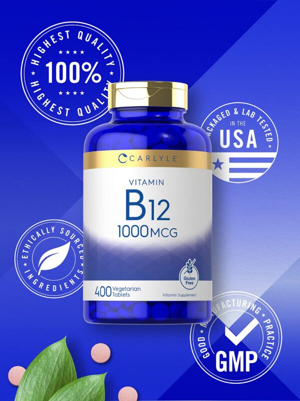 Version 1.0.0 Tabletas vitamina B12 sin gluten Carlyle 400 unidades