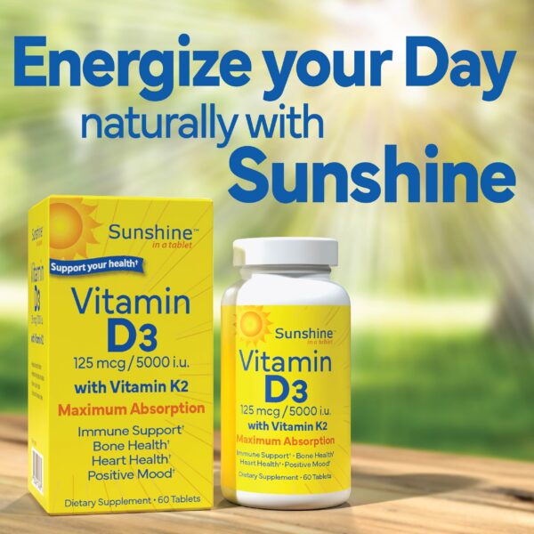 Tabletas vitaminas D3 K2 5000 IU Sunshine para bienestar