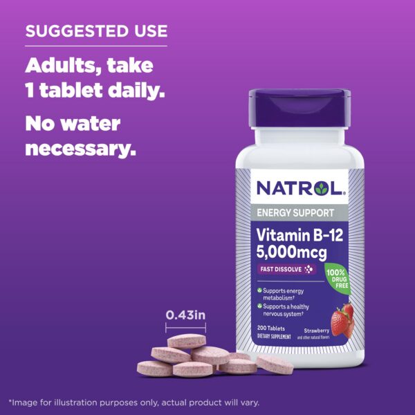 Tabletas vitaminas Natrol B12 disolución rápida alta potencia