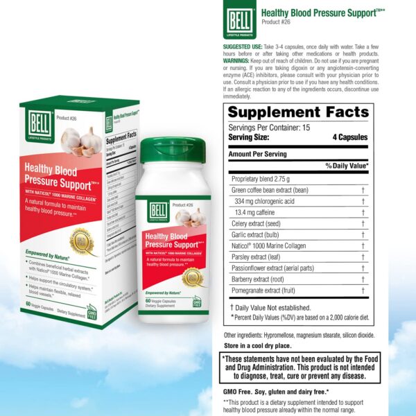 Tapadera del frasco de suplemento Bell para presión arterial saludable