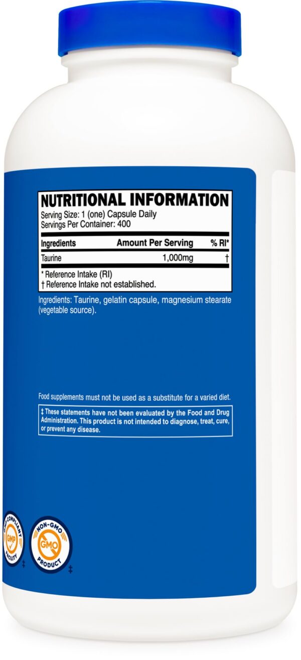 Taurina 1000mg cápsulas Nutricost