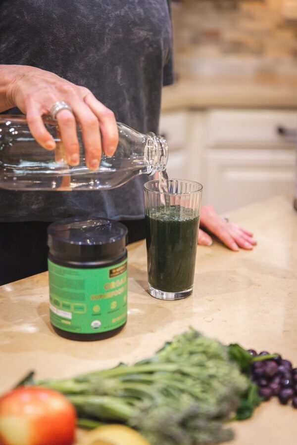 Textura polvo superalimento verde orgánico