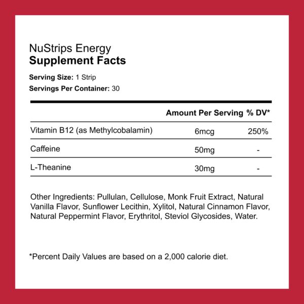 Tiras NuStrips energía limpia sabor canela vainilla 30 unidades