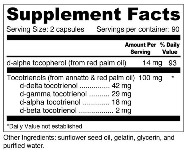 Etiqueta y presentación de Tocotrienol Complex
