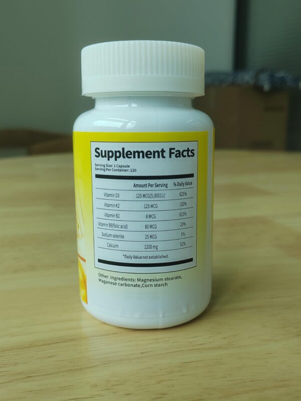 Ingredientes D3, K2, B2 y B9 con magnesio