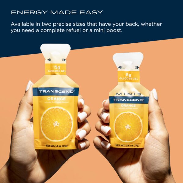 Transcend Foods gel naranja sabor natural sin gluten y cafeína