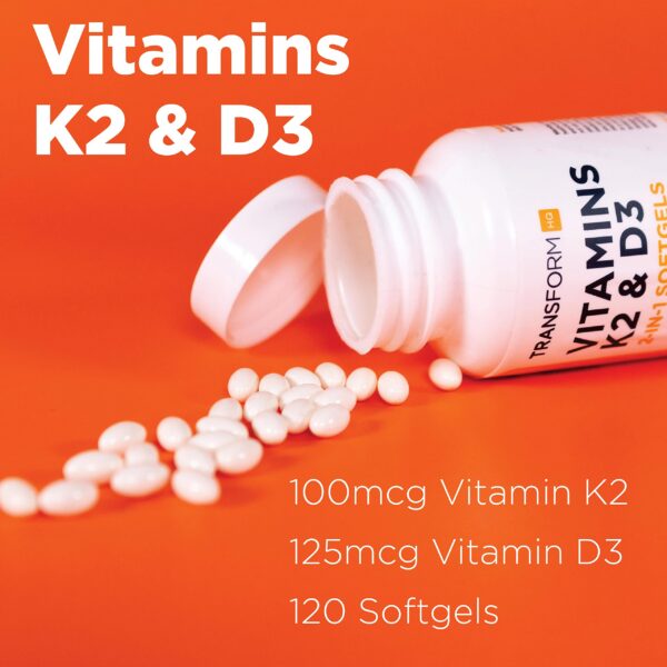 TransformHQ vitamina K2 MK7 y D3 suplemento sin gluten