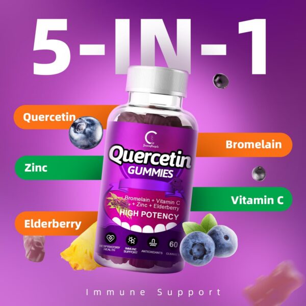 Etiqueta trasera del envase Quercetin Gummies
