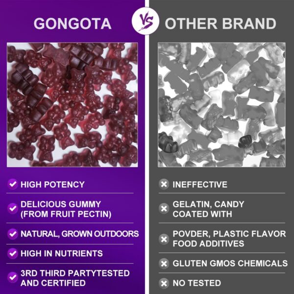 Tres frascos de gomitas en la mesa