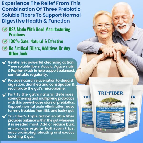 Tri-Fiber suplemento orgánico para salud intestinal fibra soluble