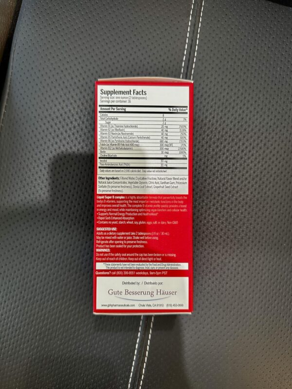 Tribedoce suplemento complejo B-12 etiqueta nutricional