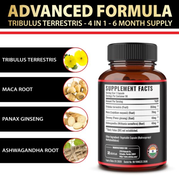 Tribulus Terrestris con Maca y Ashwagandha en cápsulas