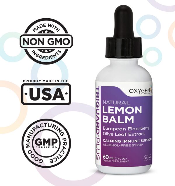 TriGuard Lemon Balm Plus envase y gotero para fácil dosificación