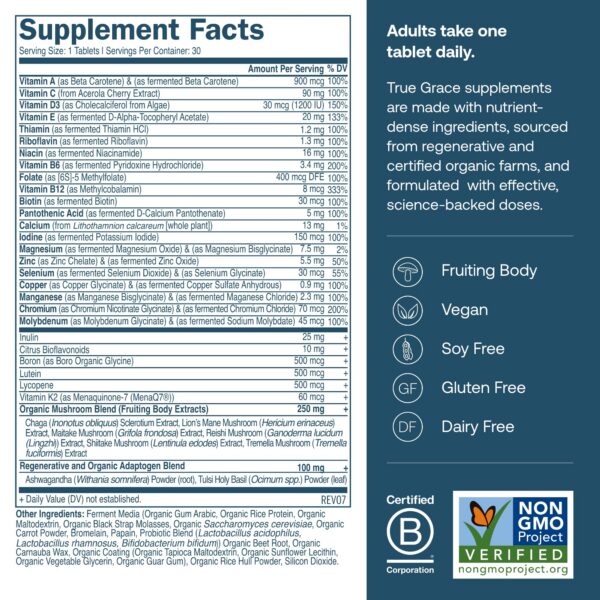 True Grace suplemento adaptógenos orgánicos y hongos