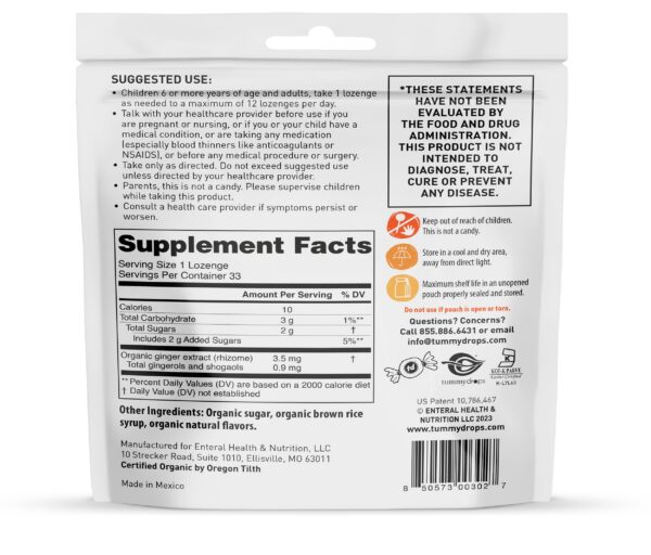 Tummydrops naturales sin aditivos con jengibre y peppermint