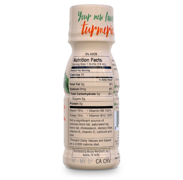 Turmeric Time shot suplemento orgánico sin sabores ni endulzantes artificiales