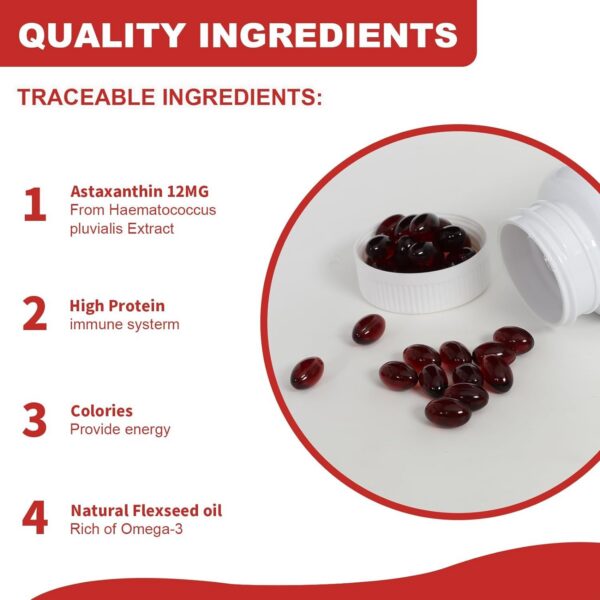 Version 1.0.0 Frasco blanco de astaxantina con etiqueta