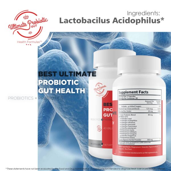 Ultimate Probiotic suplemento para salud del intestino 40 billones cfu