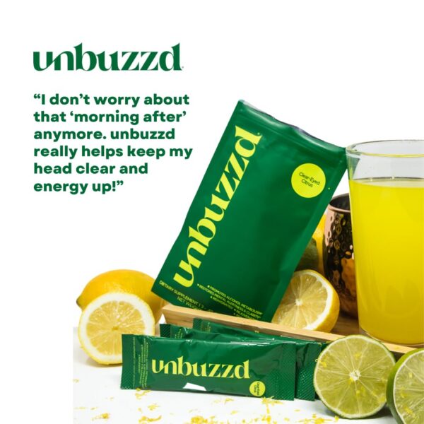 unbuzzd polvo sticks sabor citrus para hidratación y alerta