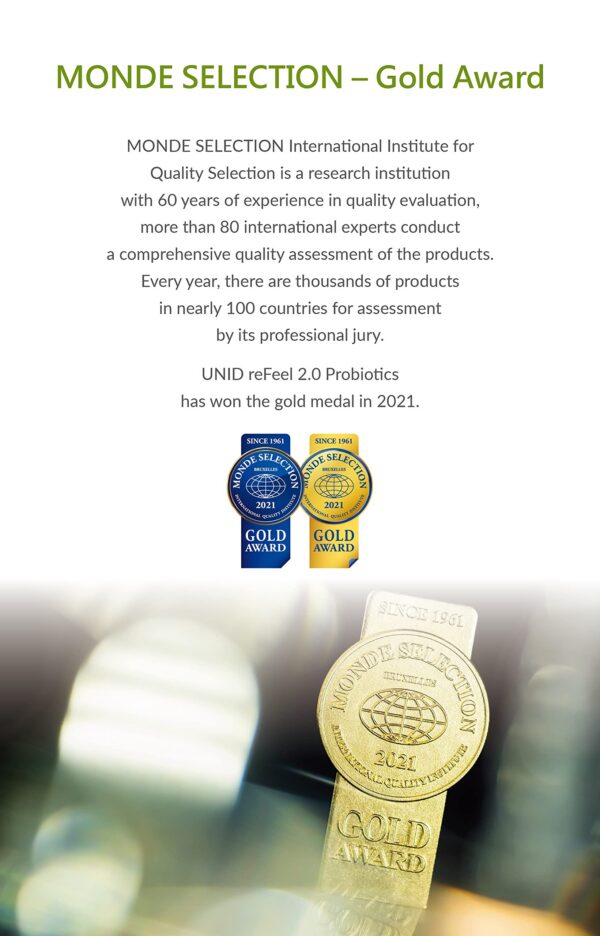 UNID reFeel suplemento premios oro MONDE SELECTION imagen 5