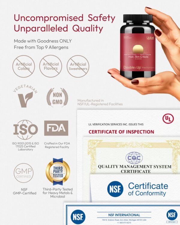 Etiqueta trasera de Upbe gomitas biotina