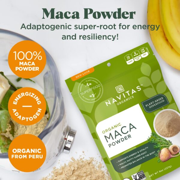 Version 1.0.0 Uso de polvo de Maca Navitas Organics energizante natural para salud