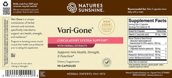 Nature's Sunshine Vari-Gone para varices y arañas vasculares