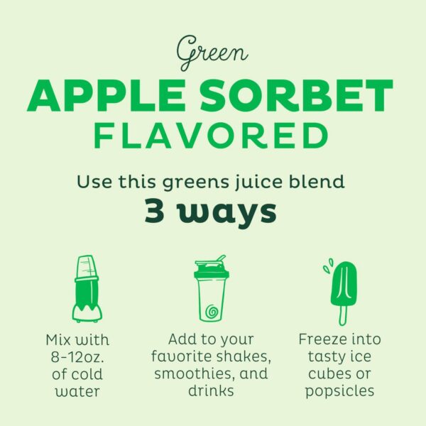 Vaso con bebida preparada de KOS Supergreens sabor manzana