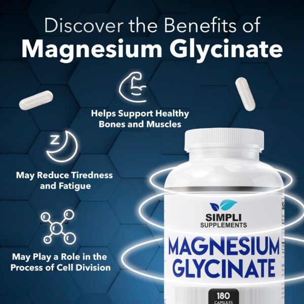 Vaso con cápsulas de magnesio glicinato