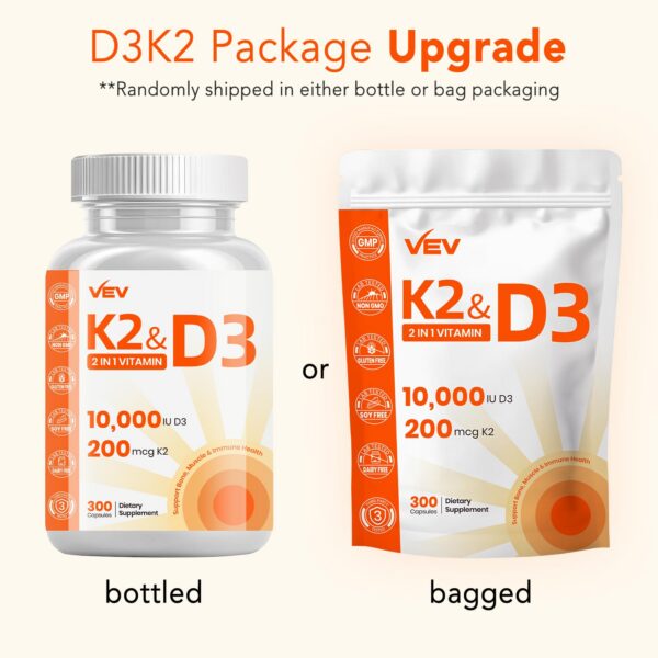 VEV Vitamina D3 K2 suplemento fácil de tragar