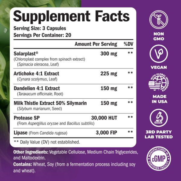 Etiqueta con silimarina y ingredientes