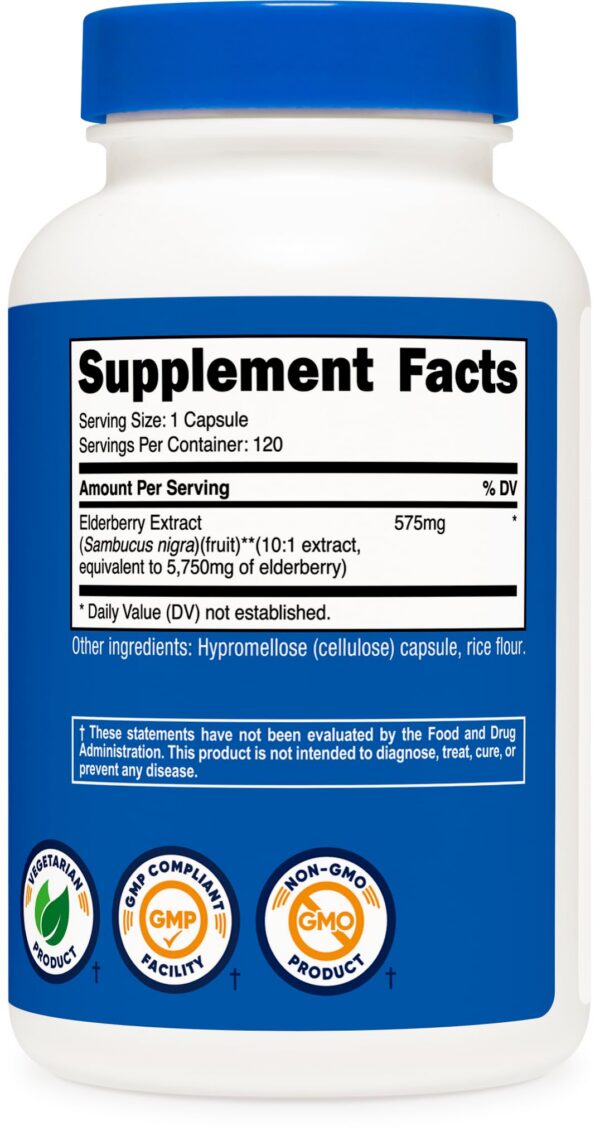 Cápsulas de saúco negro Nutricost libre de gluten y Non-GMO