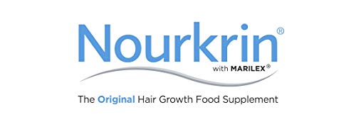 Vista cercana de tabletas Nourkrin Mujer cabello sano