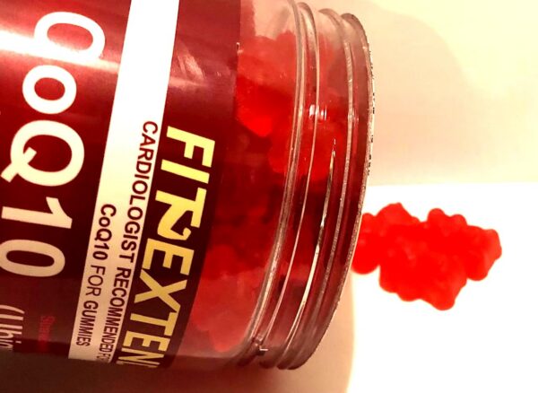 Vista frontal de frasco CoQ10