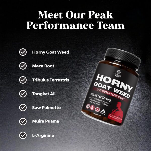 Vista frontal suplemento herbal Natures Craft Horny Goat Weed