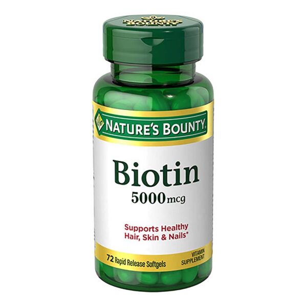 Vista lateral frasco biotina super potencia Nature's Bounty