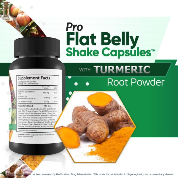 Vista lateral empaque Pro Flat Belly Shake cápsulas para detox