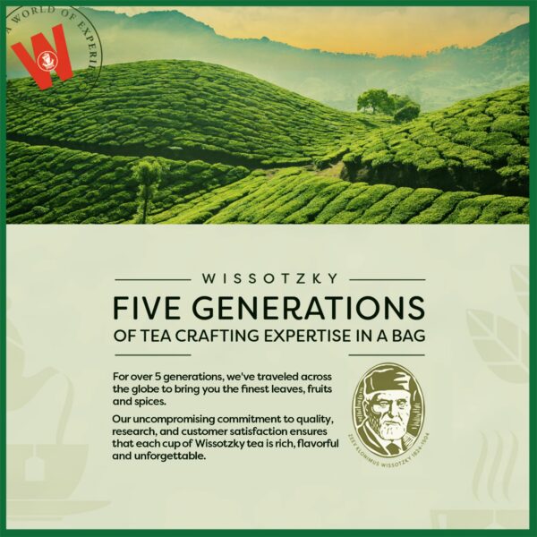 Vista lateral empaque Té Verde Wissotzky antioxidantes salud